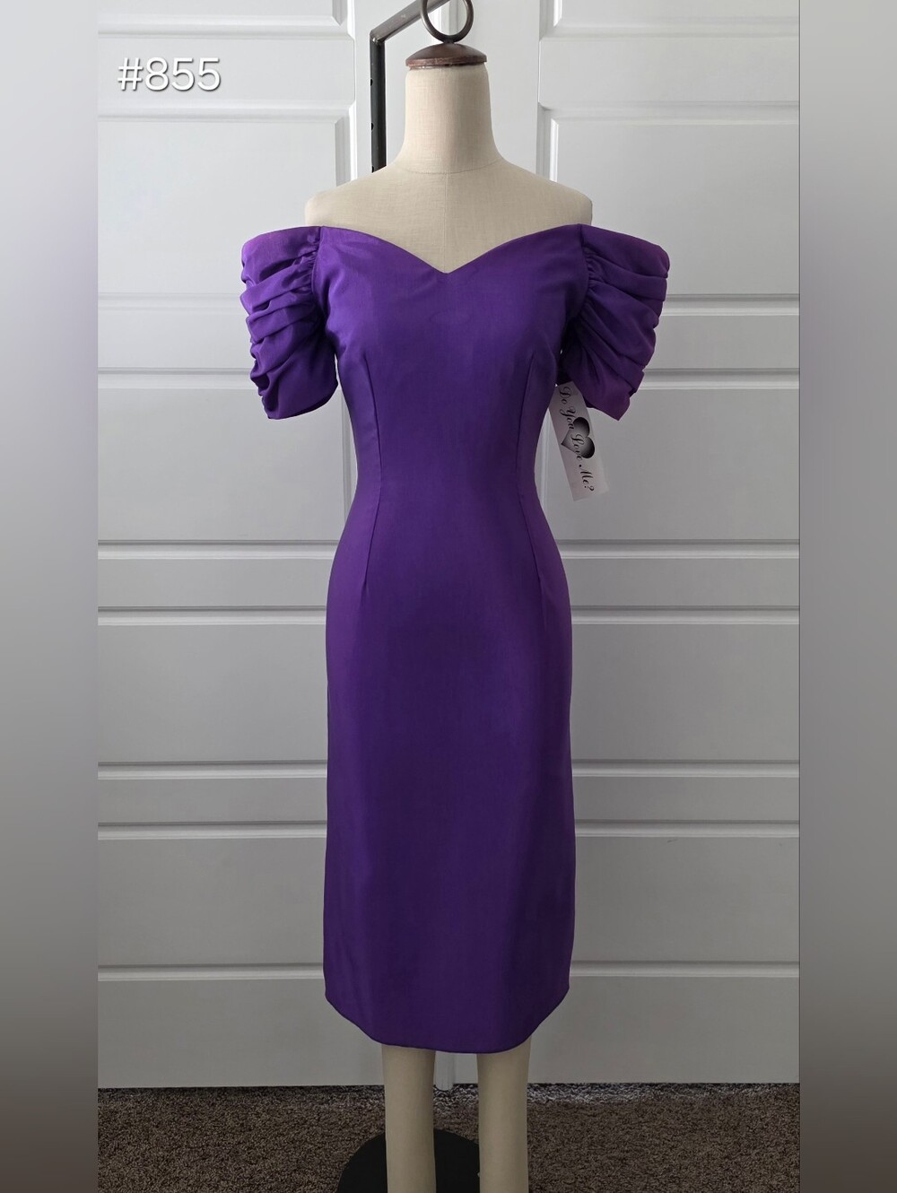 Purple Vintage 80's Off-the-shoulder Sheath Dress